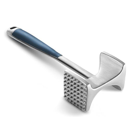 Robuster doppelseitiger Fleischklopfer aus Edelstahl mit ergonomischem, rutschfestem Griff