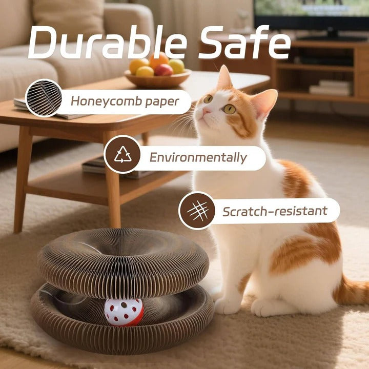 Rundes Katzenkratzbrett mit integrierter Kugelbahn