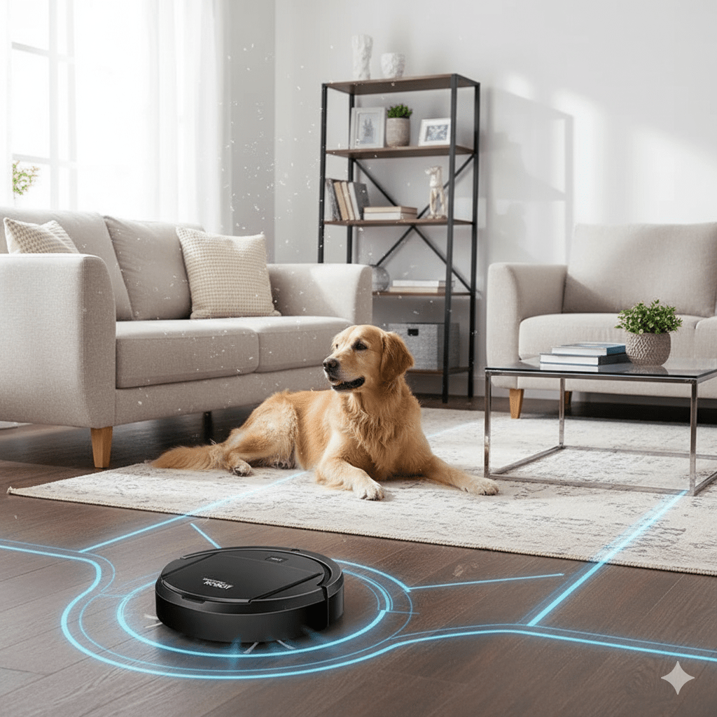 Saugroboter mit HEPA-Filterung, leisem Betrieb und automatischer smarter Navigation