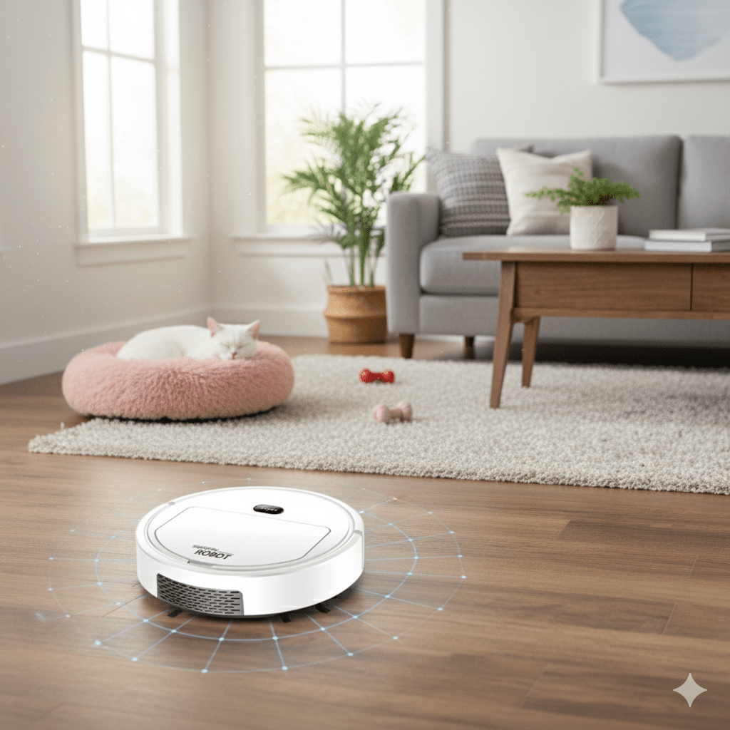 Saugroboter mit HEPA-Filterung, leisem Betrieb und automatischer smarter Navigation