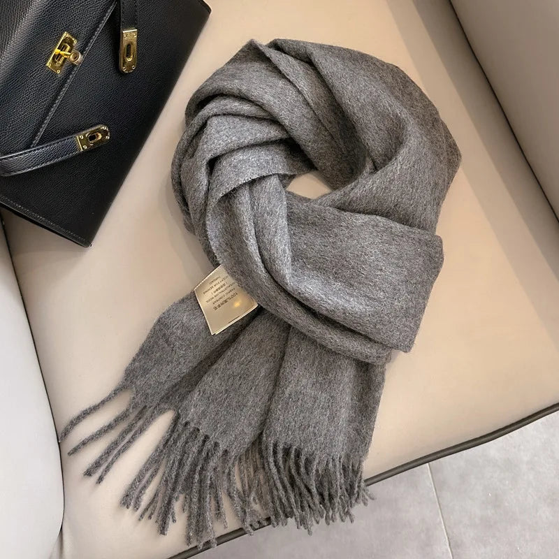 Schmaler Unisex-Wollschal, einfarbig, warm und weich