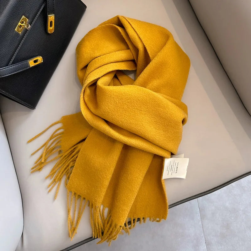 Schmaler Unisex-Wollschal, einfarbig, warm und weich