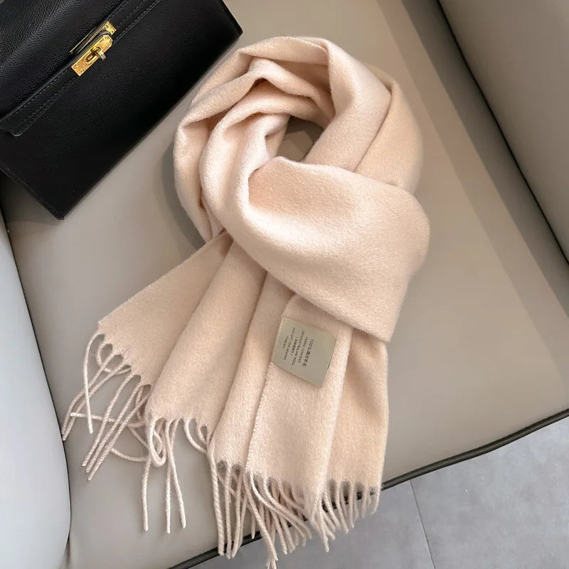 Schmaler Unisex-Wollschal, einfarbig, warm und weich