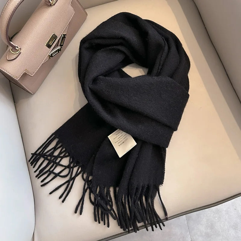 Schmaler Unisex-Wollschal, einfarbig, warm und weich