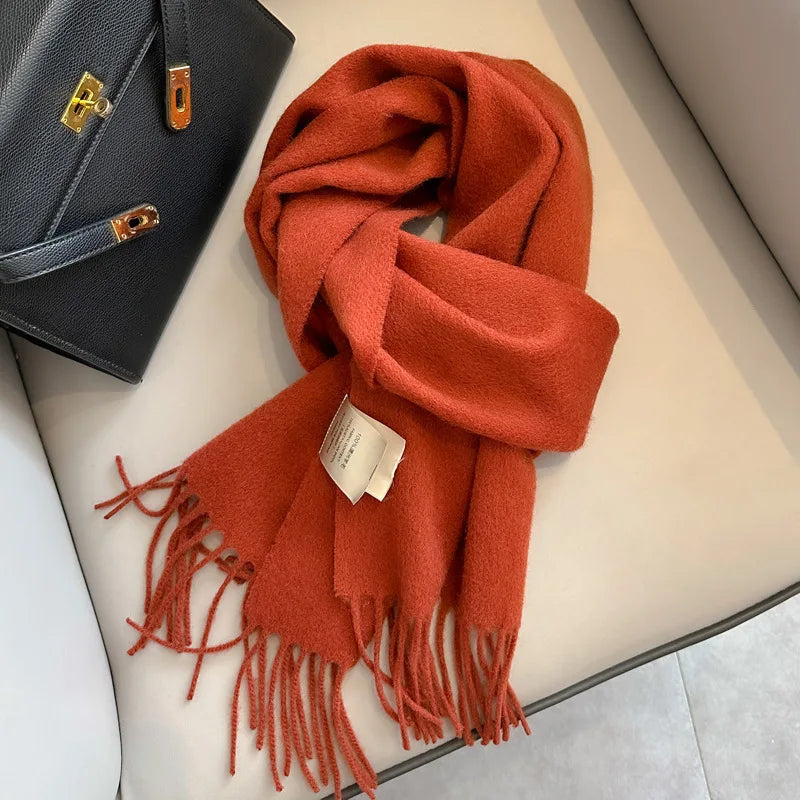 Schmaler Unisex-Wollschal, einfarbig, warm und weich