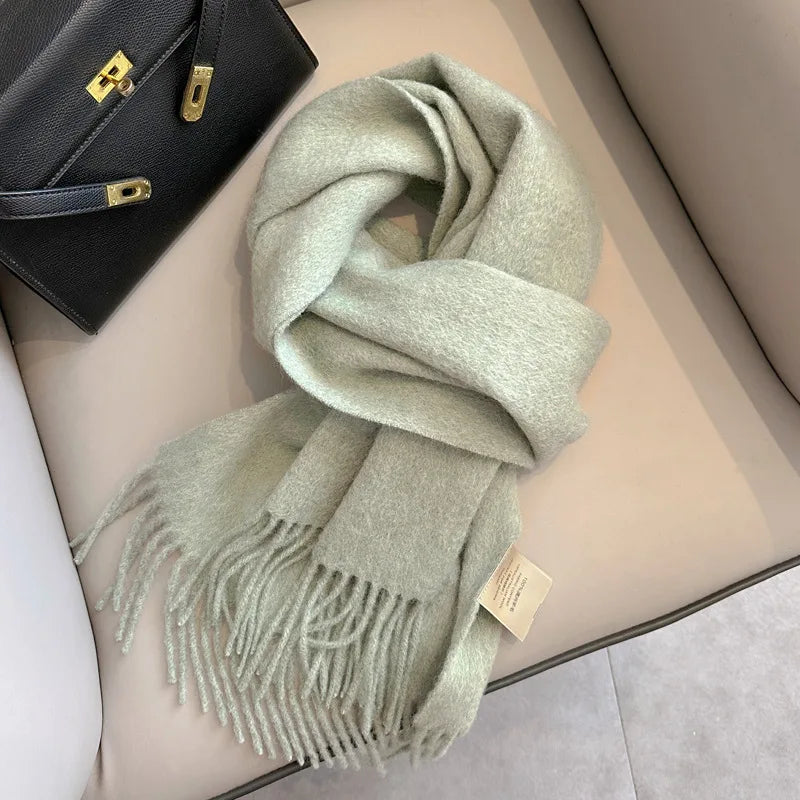 Schmaler Unisex-Wollschal, einfarbig, warm und weich