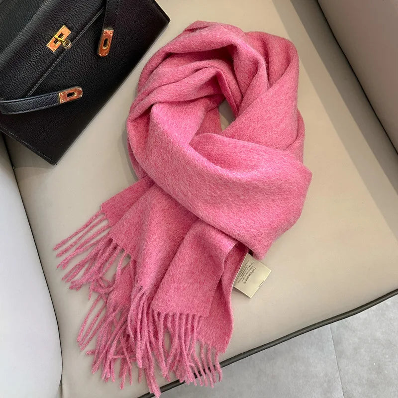 Schmaler Unisex-Wollschal, einfarbig, warm und weich