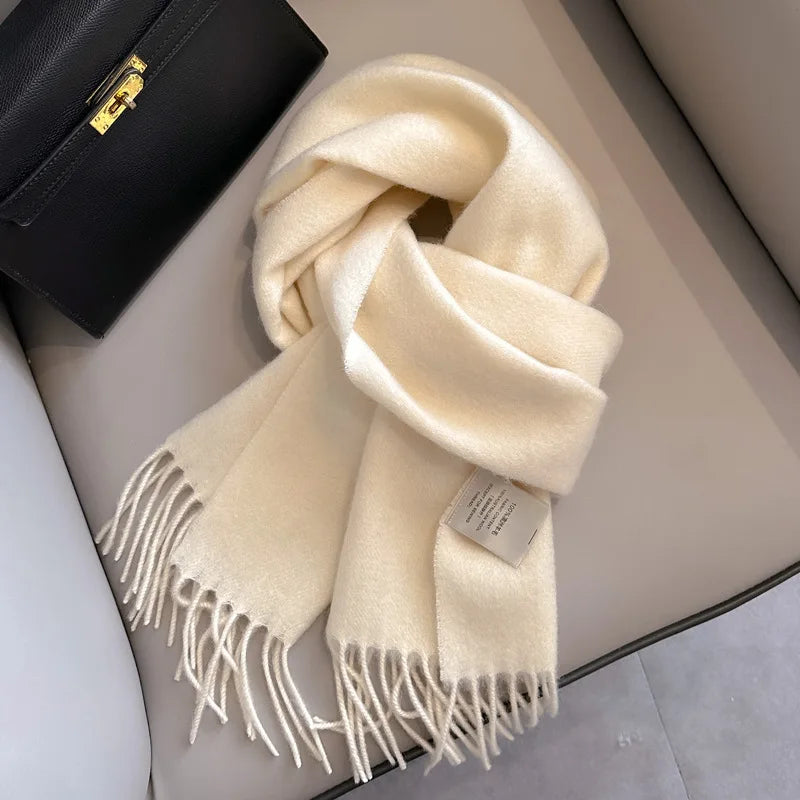Schmaler Unisex-Wollschal, einfarbig, warm und weich