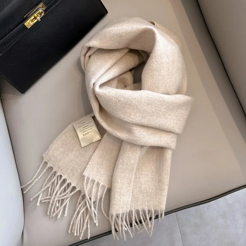 Schmaler Unisex-Wollschal, einfarbig, warm und weich