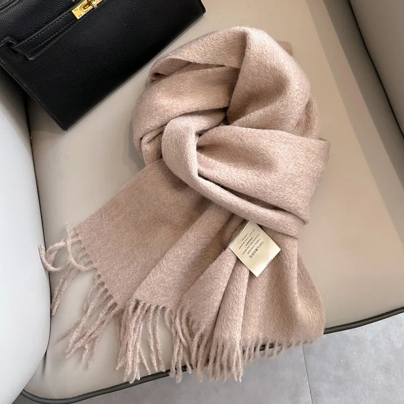 Schmaler Unisex-Wollschal, einfarbig, warm und weich