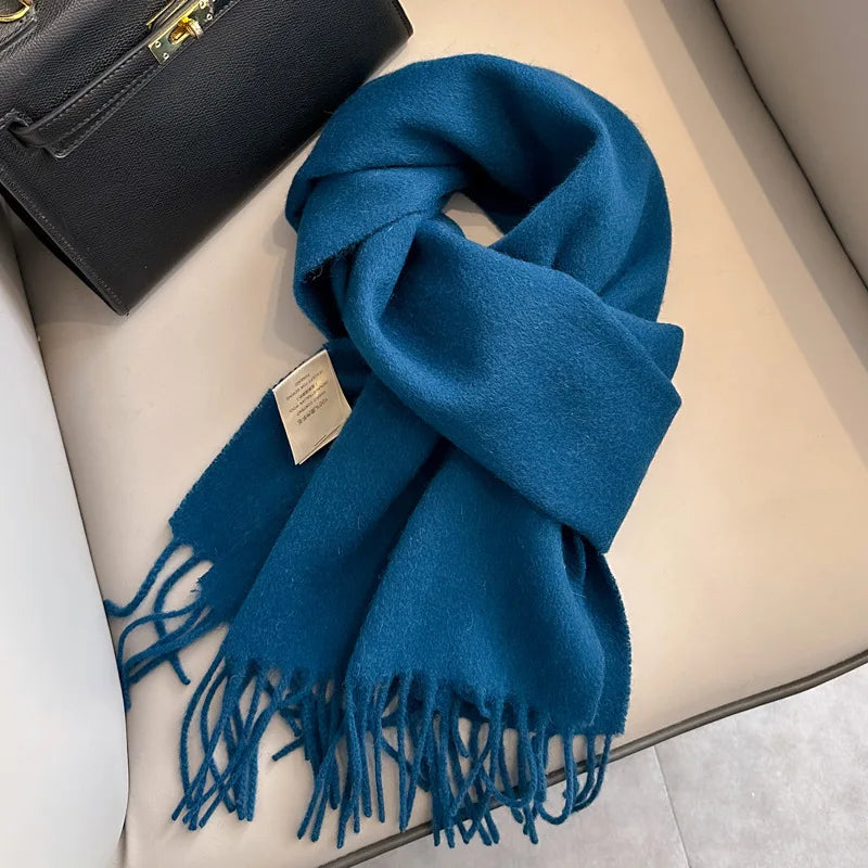 Schmaler Unisex-Wollschal, einfarbig, warm und weich