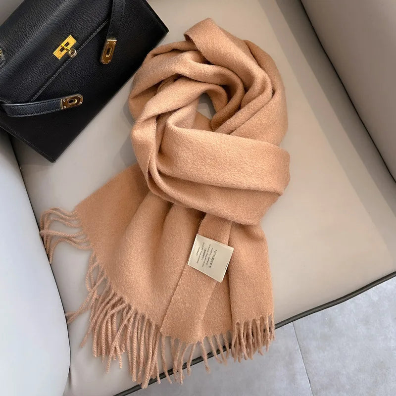 Schmaler Unisex-Wollschal, einfarbig, warm und weich