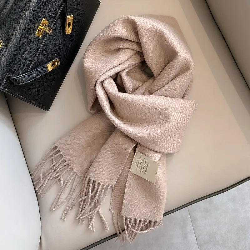 Schmaler Unisex-Wollschal, einfarbig, warm und weich