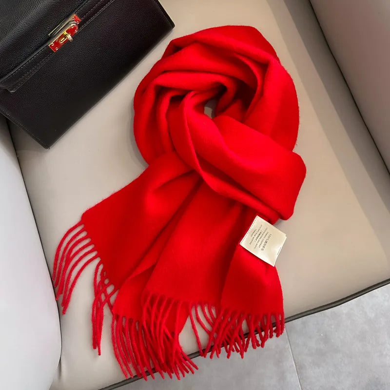 Schmaler Unisex-Wollschal, einfarbig, warm und weich