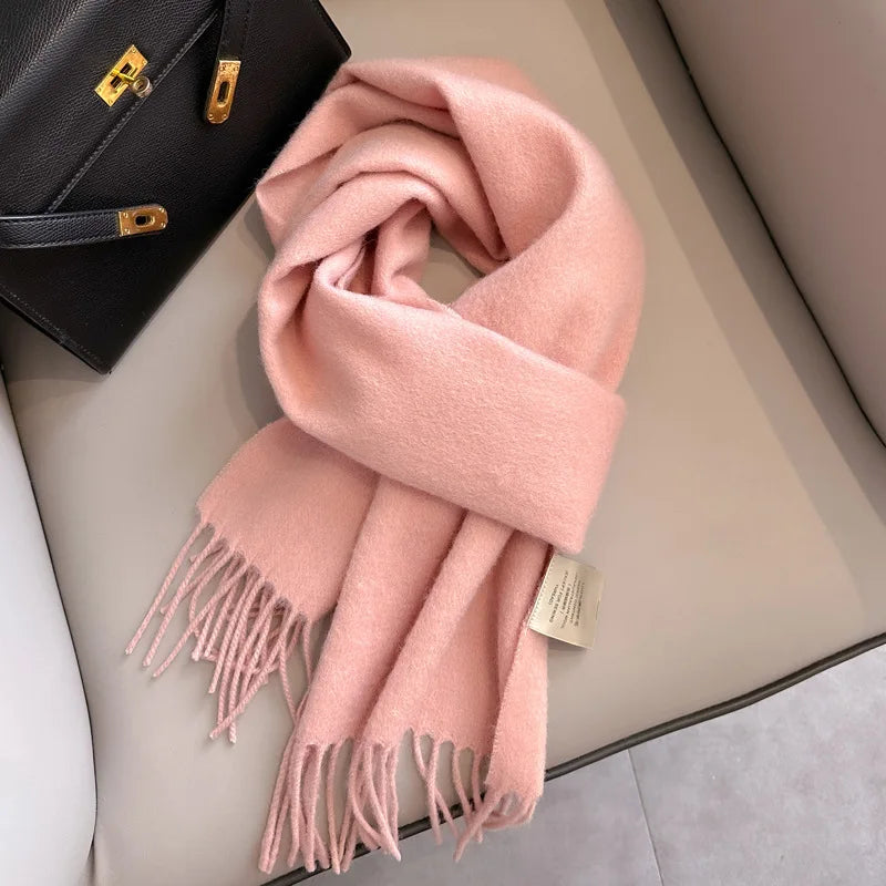 Schmaler Unisex-Wollschal, einfarbig, warm und weich