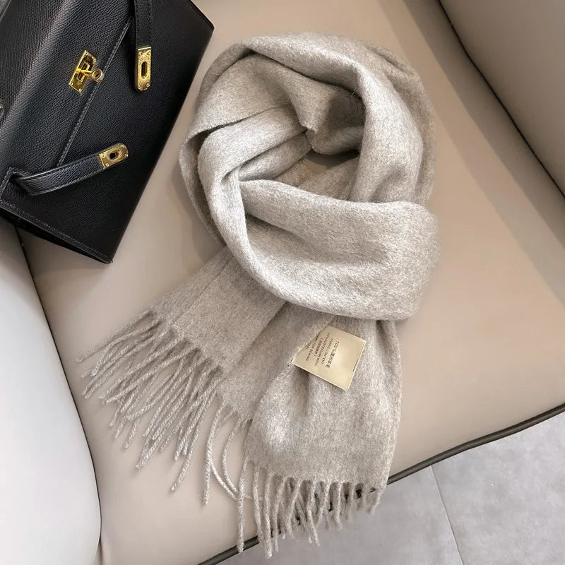 Schmaler Unisex-Wollschal, einfarbig, warm und weich
