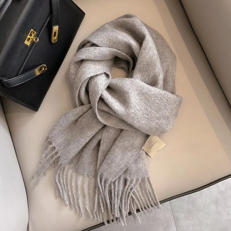 Schmaler Unisex-Wollschal, einfarbig, warm und weich