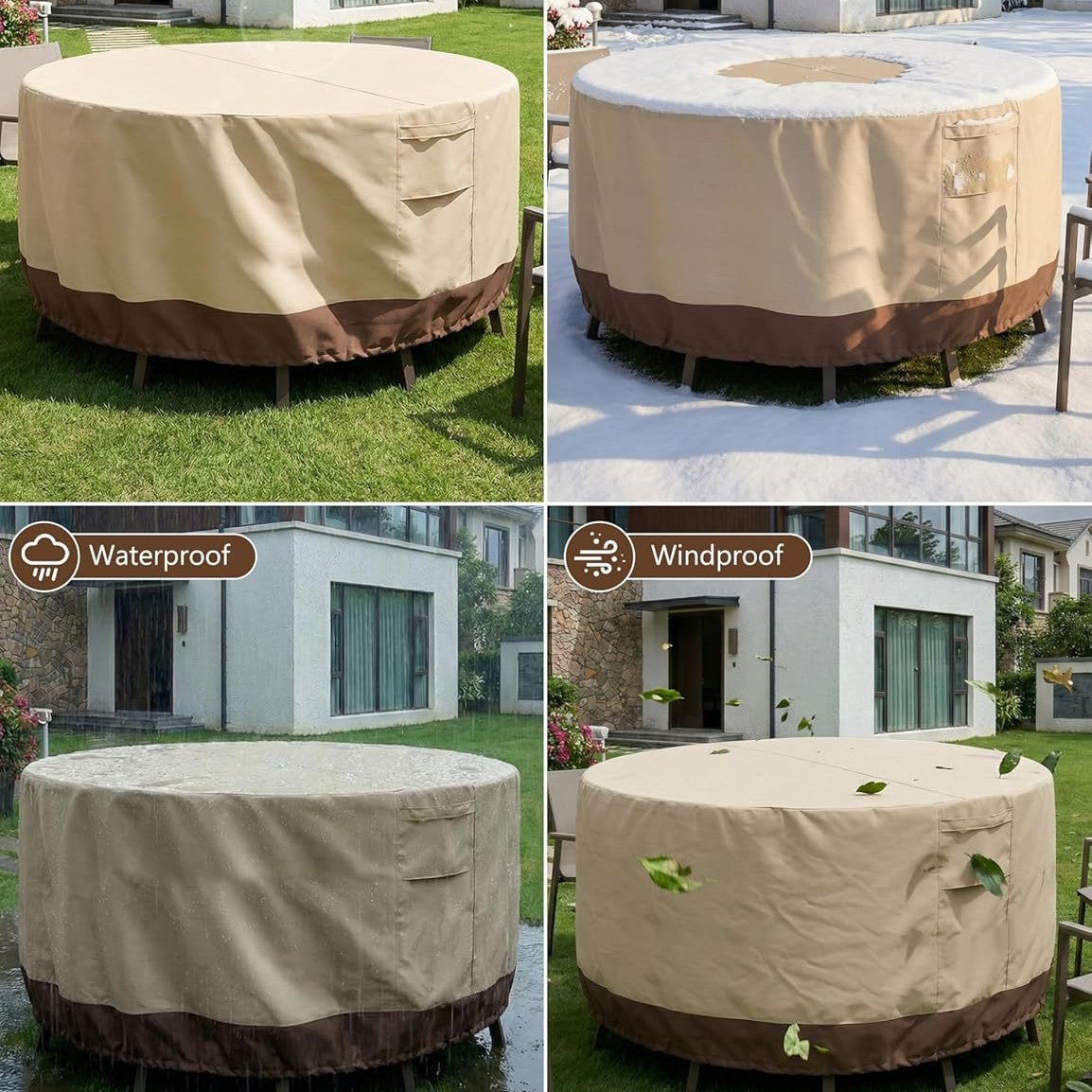 Schutzhülle für runde Gartentische aus atmungsaktivem Material