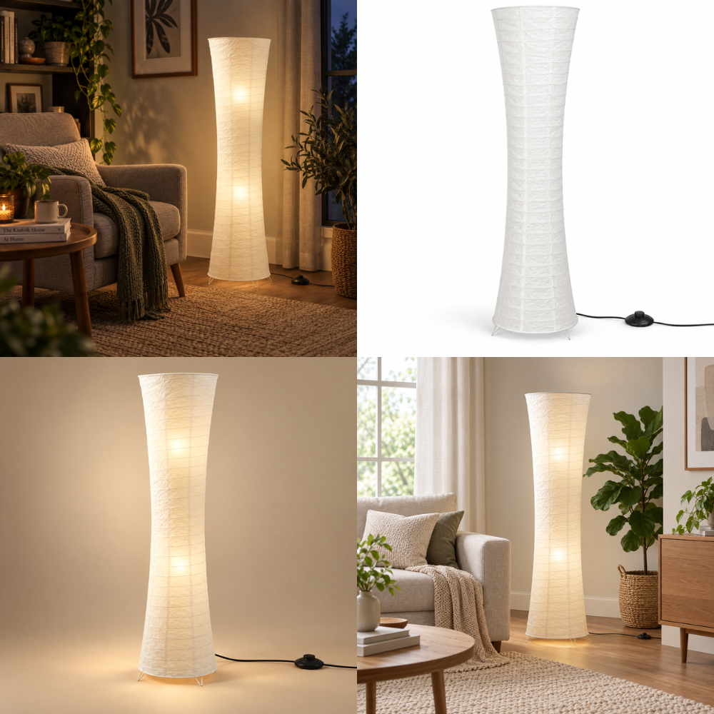 Skulpturale LED-Stehlampe für ein warmes Wohnzimmerambiente
