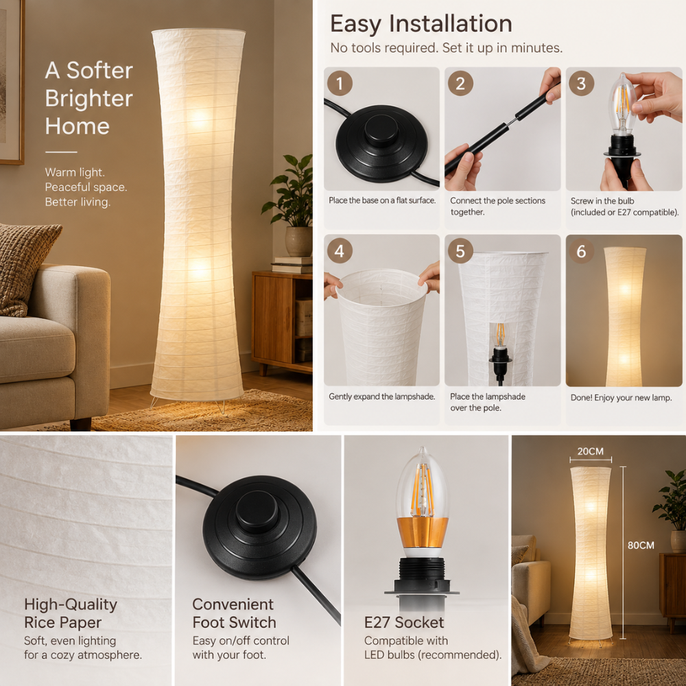 Skulpturale LED-Stehlampe für ein warmes Wohnzimmerambiente