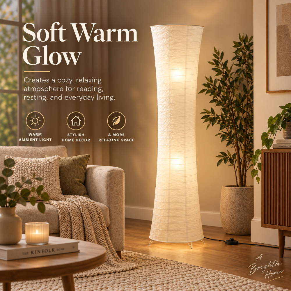 Skulpturale LED-Stehlampe für ein warmes Wohnzimmerambiente