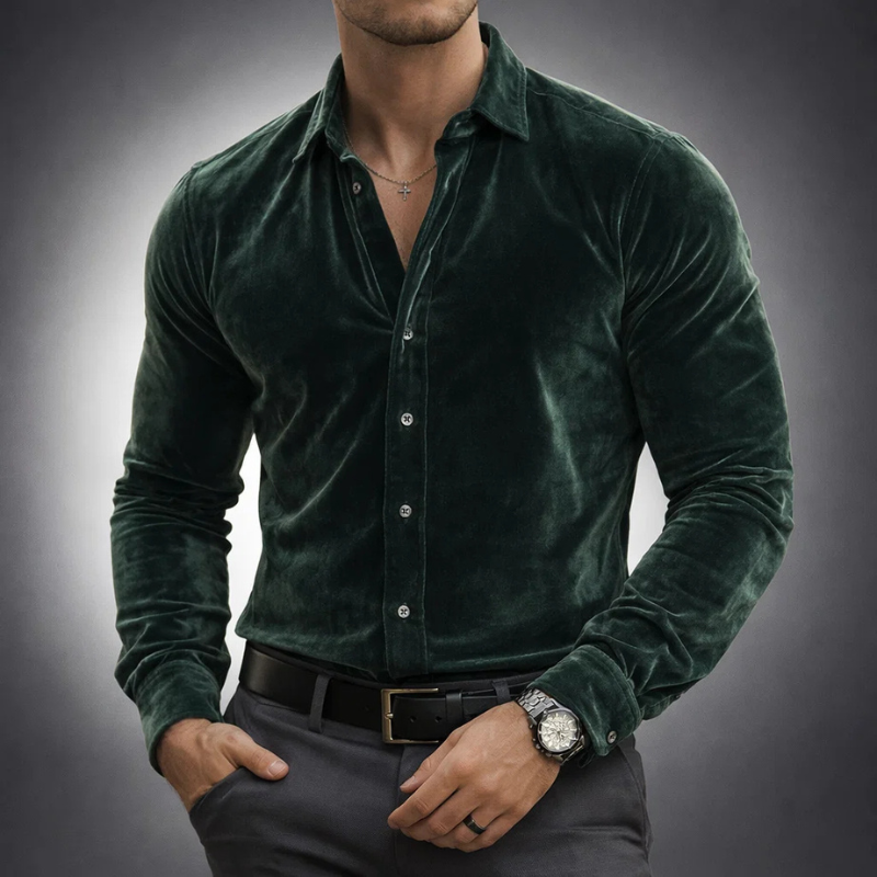 Slim-Fit-Samthemd für Herren