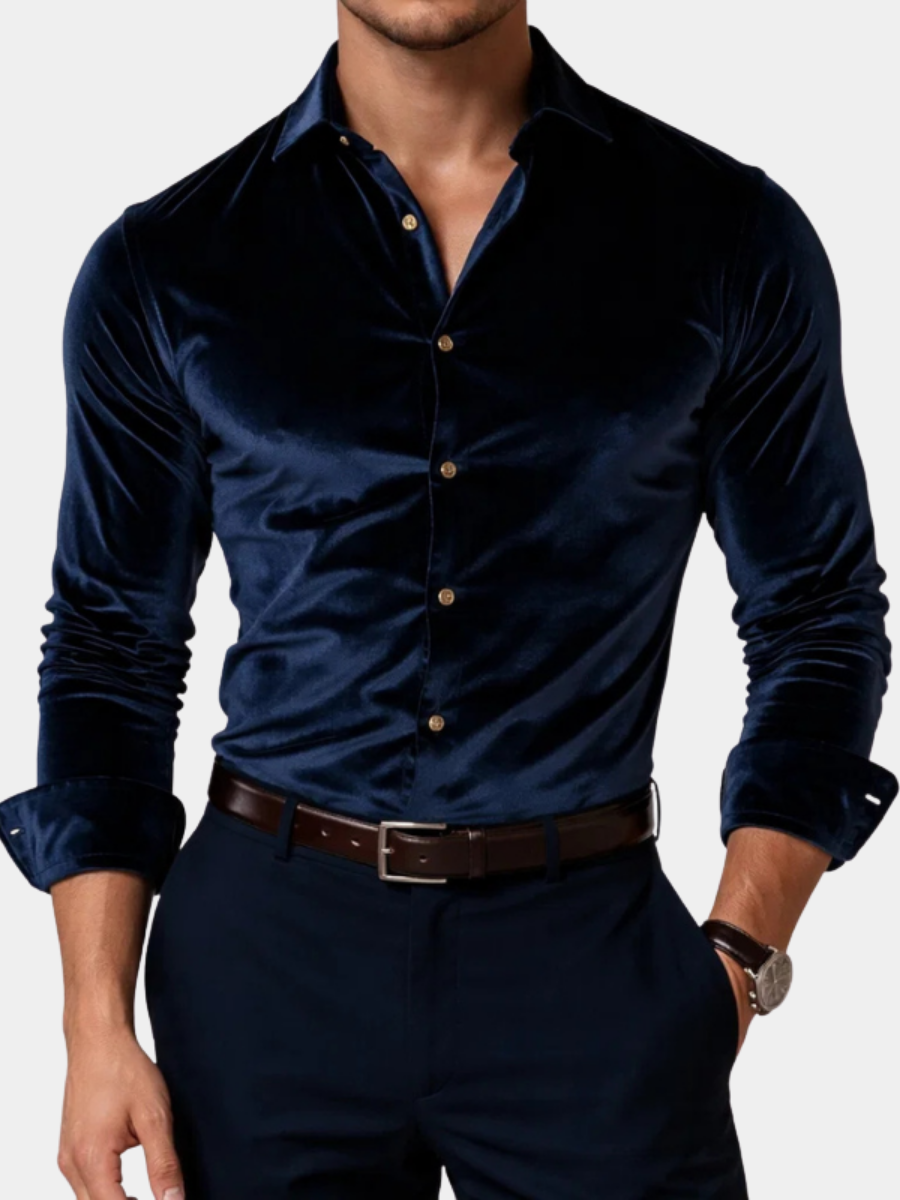 Slim-Fit-Samthemd für Herren