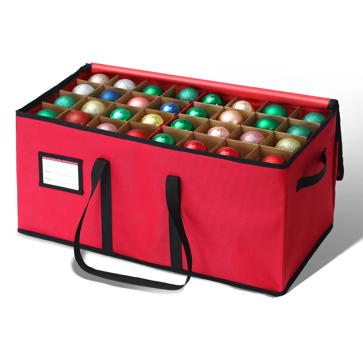 Stapelbare Aufbewahrungsbox für Weihnachtsschmuck – für 72 Christbaumkugeln, 61 x 30 x 30 cm