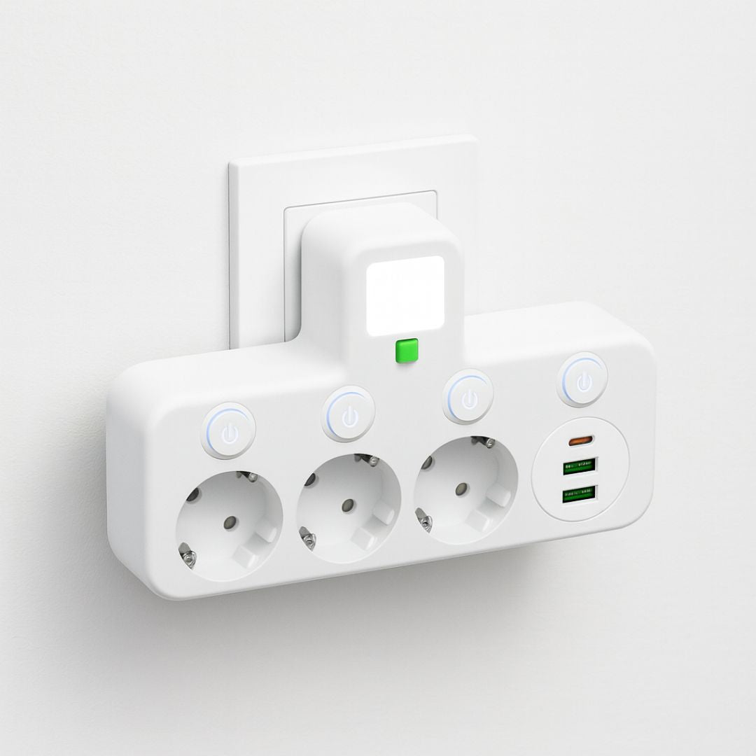 Steckdosenleiste mit 3 Steckdosen | Mehrfachsteckdose mit USB | Wandstecker-Adapter