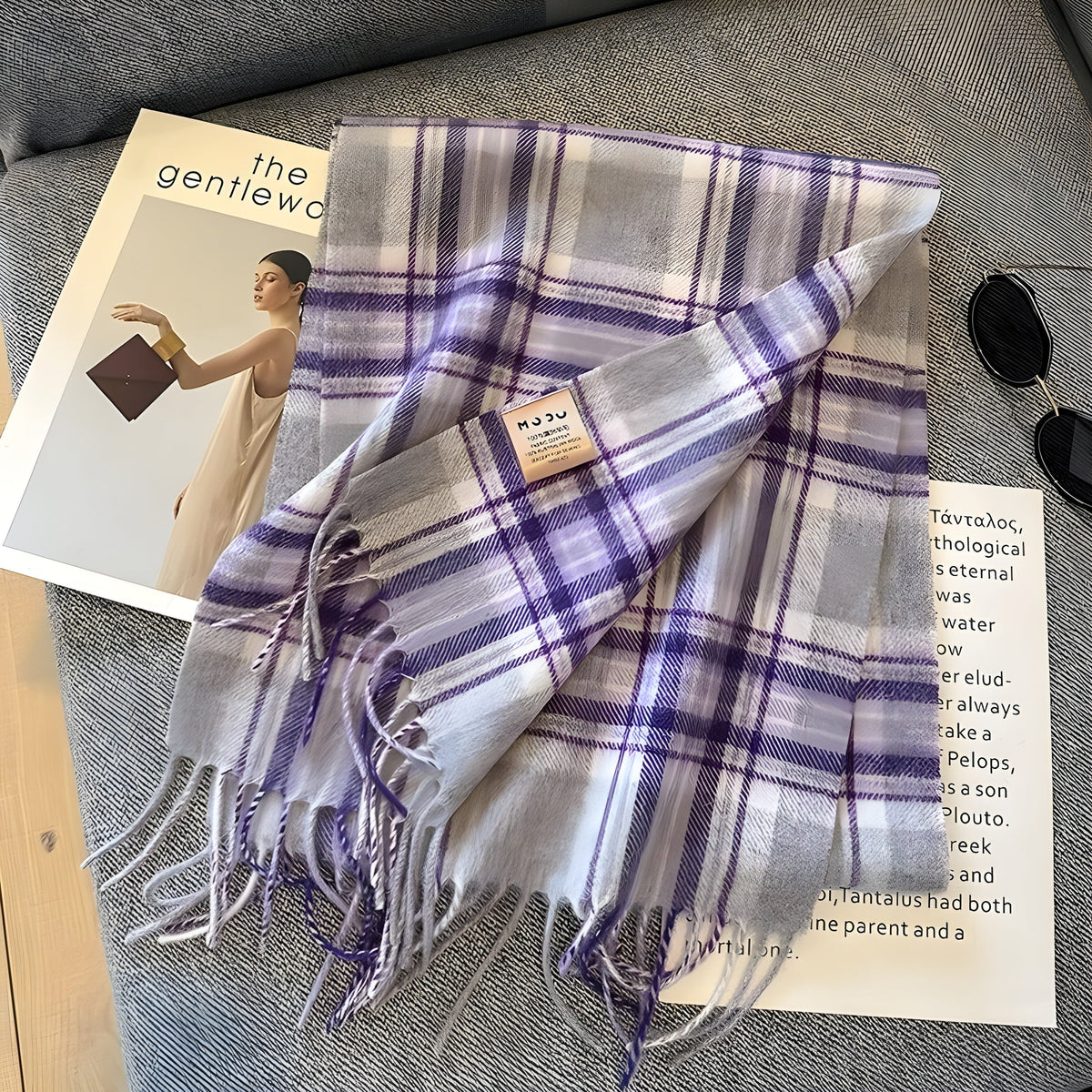 Stilvoller karierter Damen-Winterschal aus Kaschmir im britischen Stil