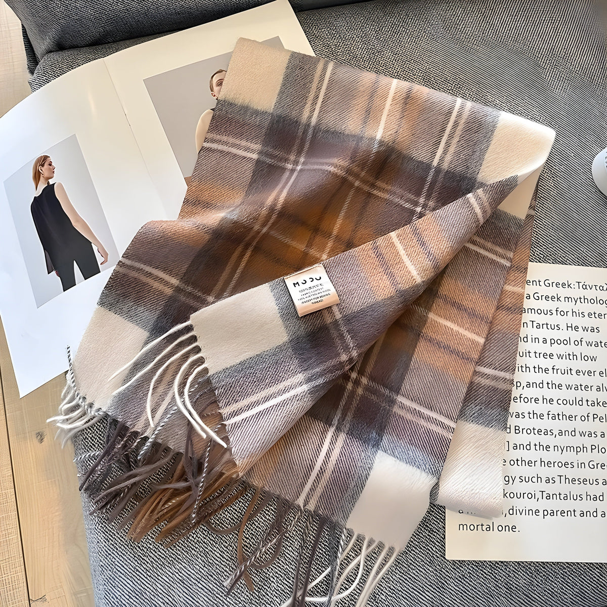 Stilvoller karierter Damen-Winterschal aus Kaschmir im britischen Stil