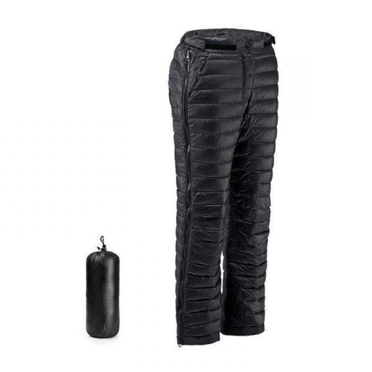 Thermo-Gänsedaunenhose für Outdoor, Camping, Wandern und Skifahren mit Reißverschluss