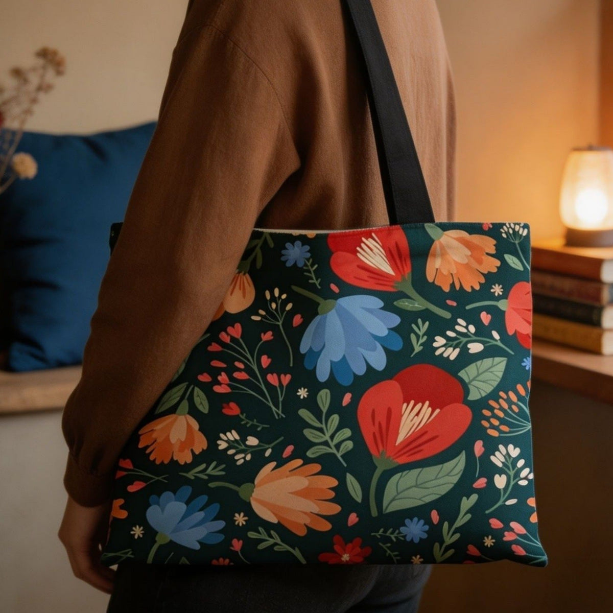 Tote-Bag aus Canvas mit künstlerischem Blumenprint