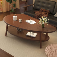 Traditioneller chinesischer Couchtisch fürs Wohnzimmer in Mangoform aus MDF-Holz mit 2 Ebenen