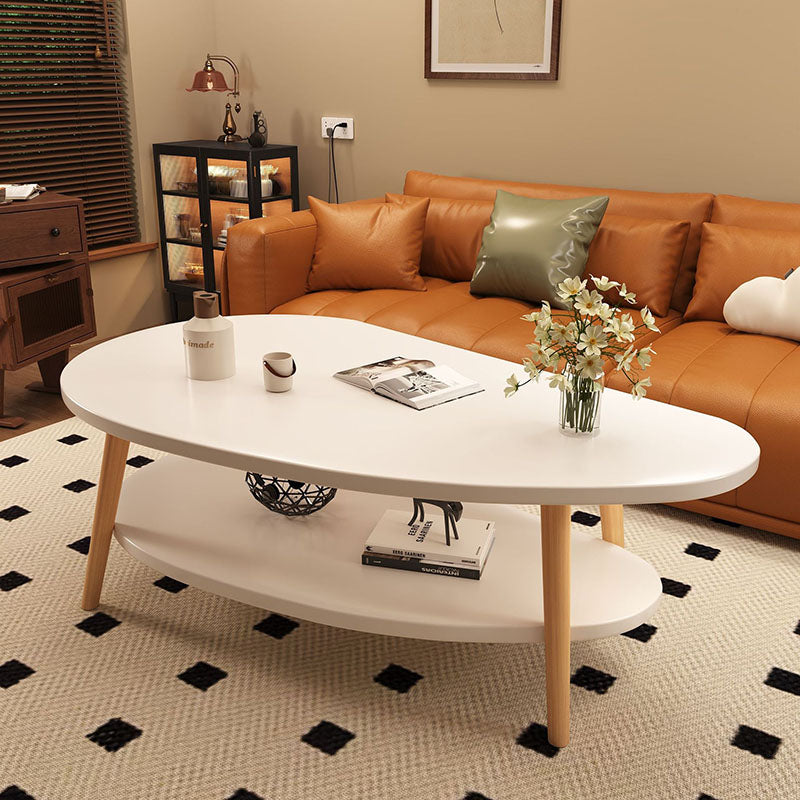 Traditioneller chinesischer Couchtisch fürs Wohnzimmer in Mangoform aus MDF-Holz mit 2 Ebenen