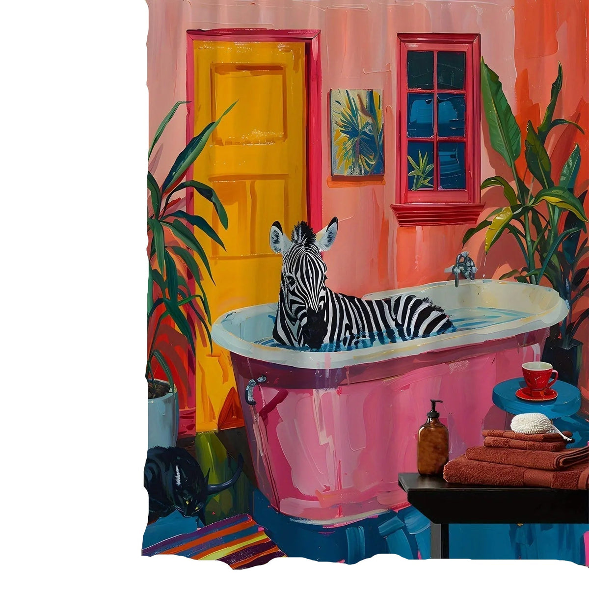 Tropischer Duschvorhang im Zebra-Design fürs Badezimmer