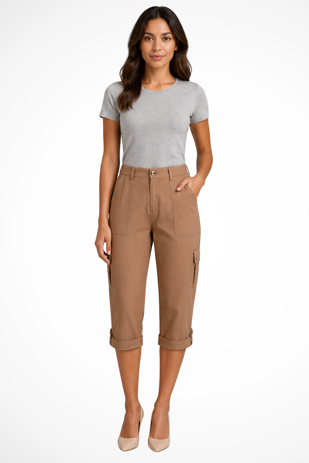 Verkürzte Damen-Cargohose