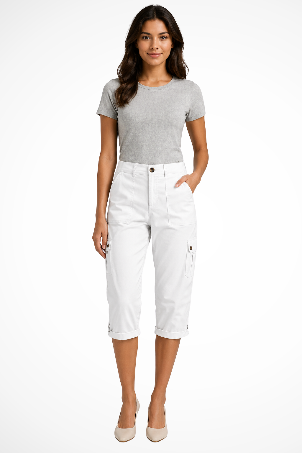 Verkürzte Damen-Cargohose