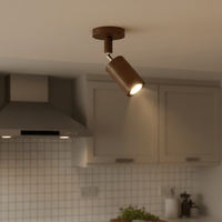 Verstellbare LED-Deckenleuchte aus Massivholz