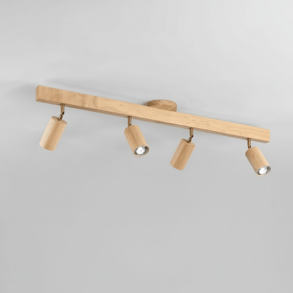 Verstellbare LED-Deckenleuchte aus Massivholz
