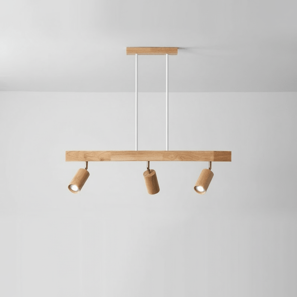 Verstellbare LED-Deckenleuchte aus Massivholz