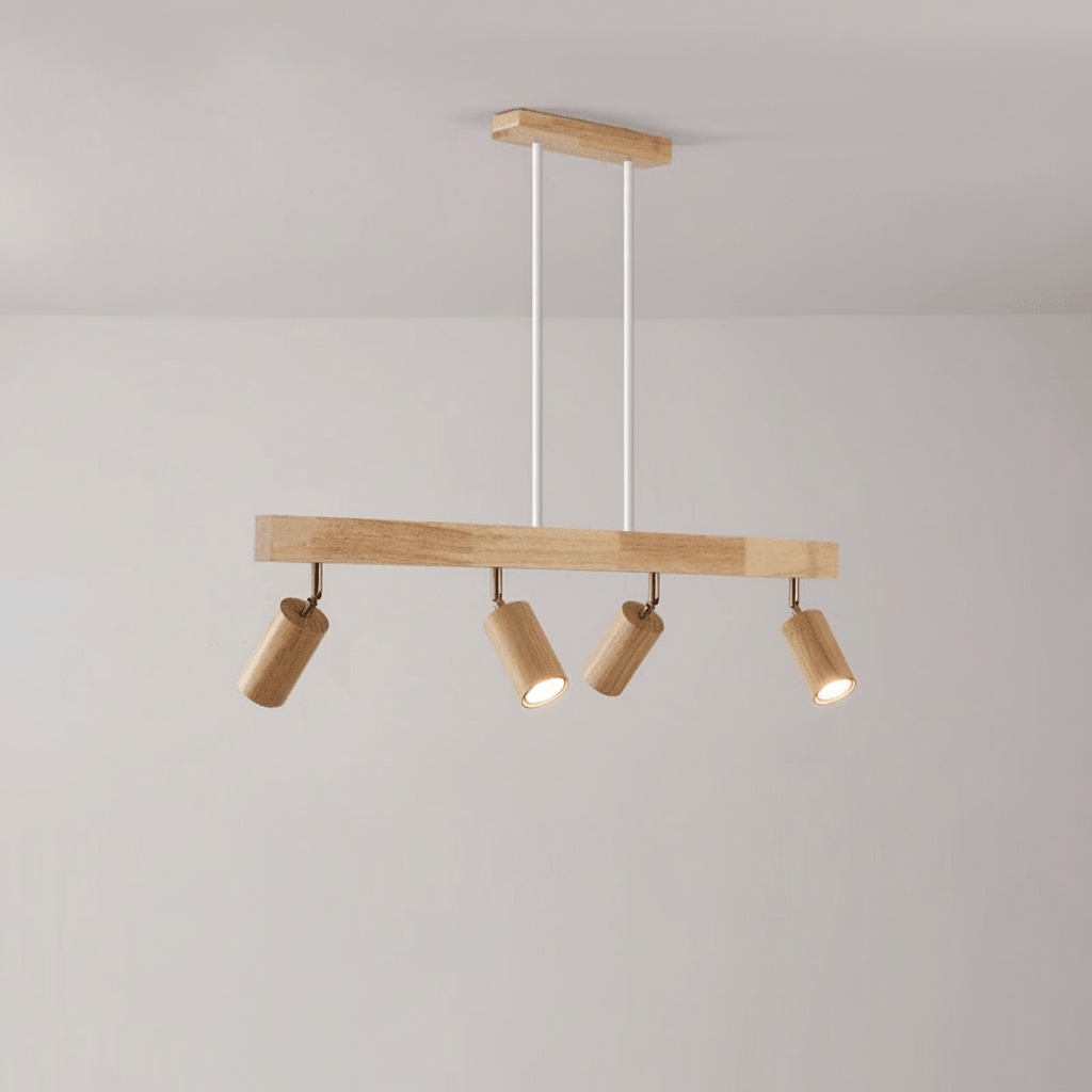 Verstellbare LED-Deckenleuchte aus Massivholz