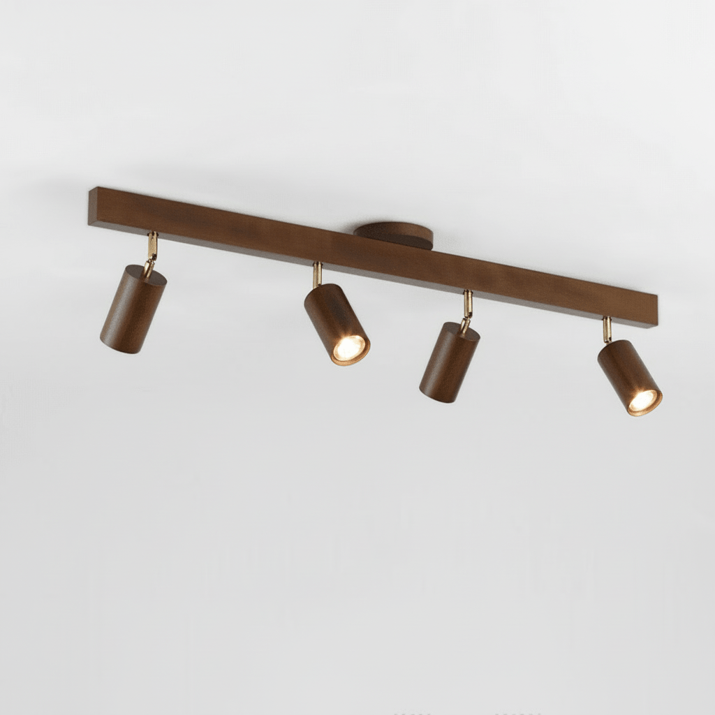 Verstellbare LED-Deckenleuchte aus Massivholz