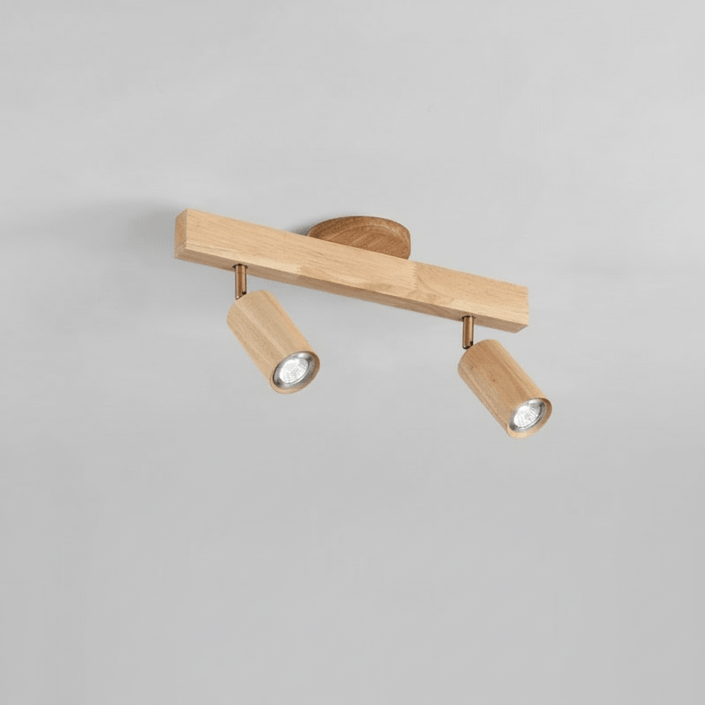 Verstellbare LED-Deckenleuchte aus Massivholz