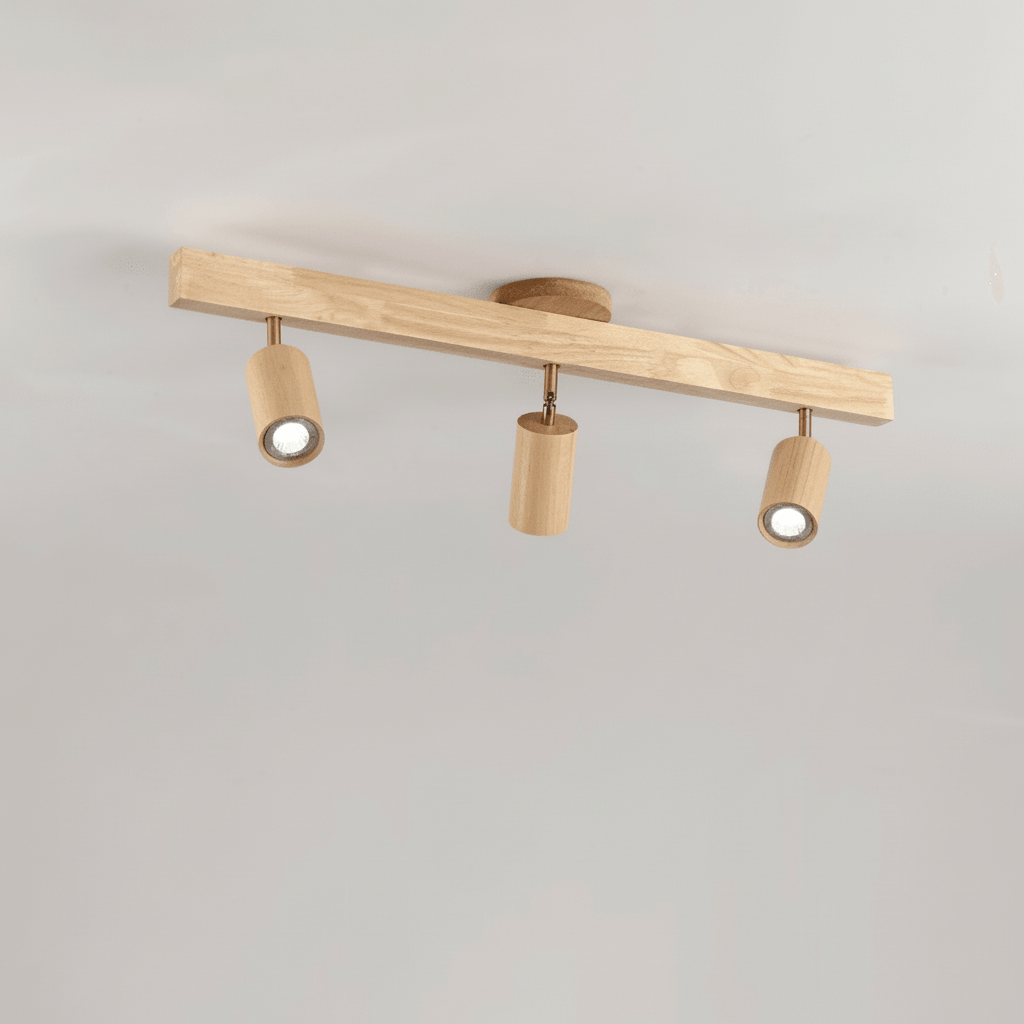 Verstellbare LED-Deckenleuchte aus Massivholz