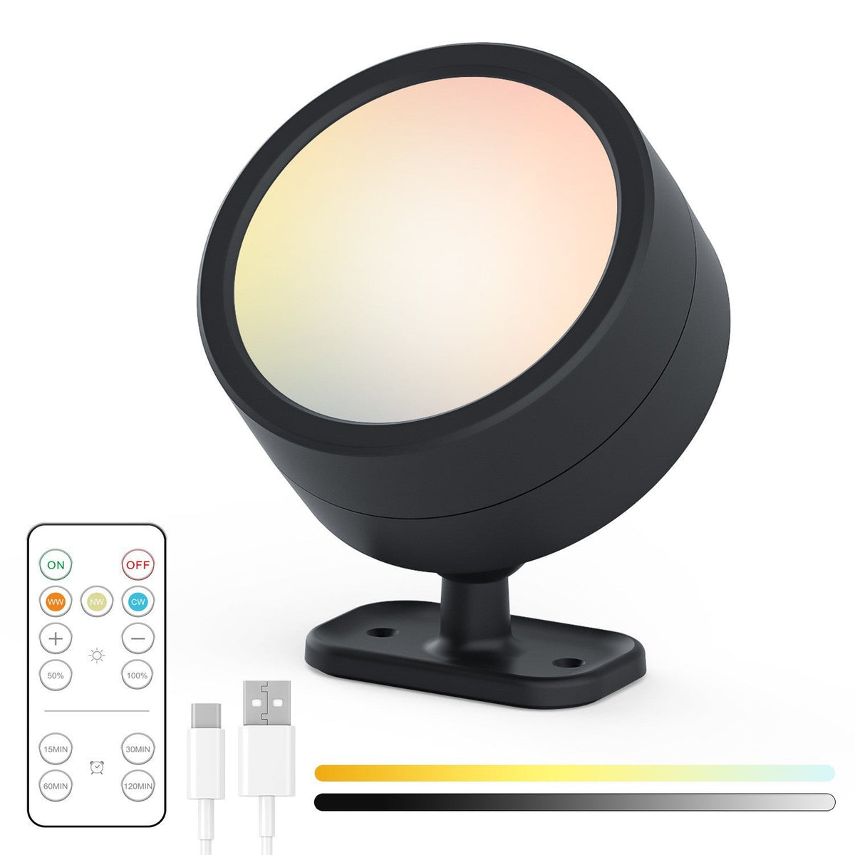 Verstellbarer RGB-LED-Akzentstrahler mit Fernbedienung und USB-C-Halterung