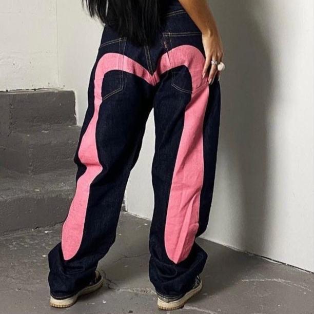 Vintage-Jeans mit weitem Bein für Damen, mittelhoher Bund im Retro-Stil, bequeme Schlagjeans für den Alltag