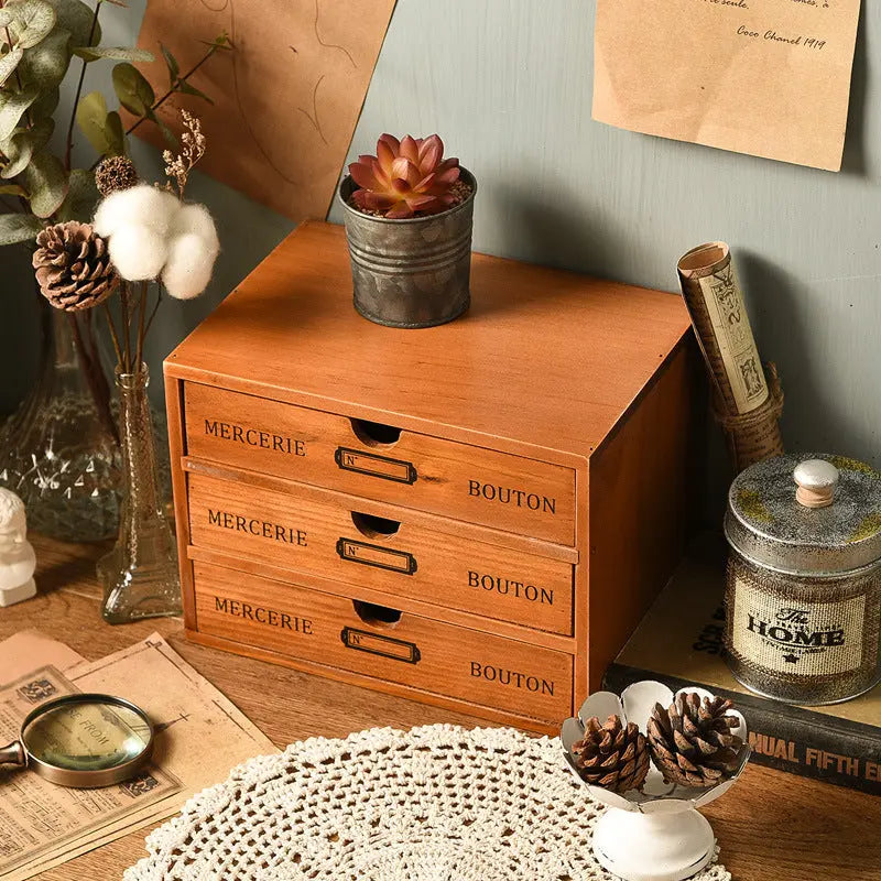 Vintage-Schubladenbox aus Holz zur Aufbewahrung