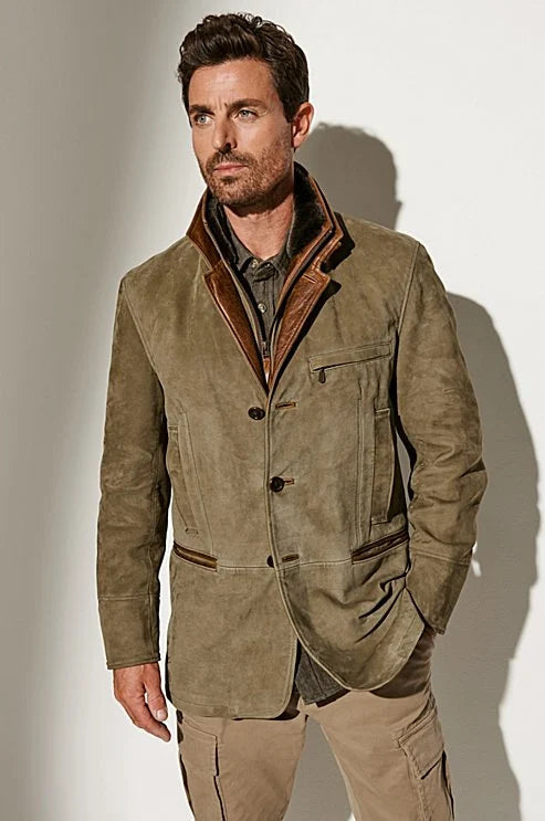 Vintage-Wildlederjacke für Herren mit Futter
