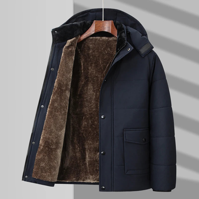 Warme fellgefütterte Steppjacke für Herren
